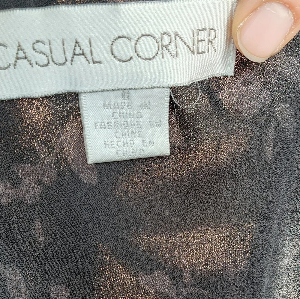 Vintage Casual Corner Silk Floral Sleeveless Knee Length Dress Size 6